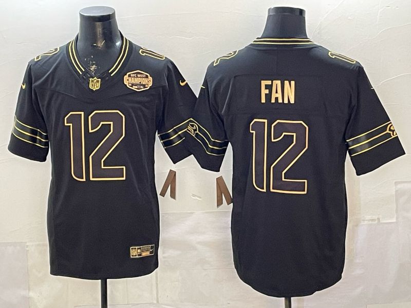 Men 2026 Seattle Seahawks #12 Fan Black gold 3th generations Nike Limited NFL Jersey style 003
